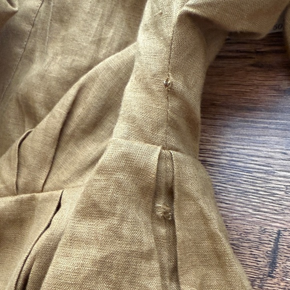 BANANA REPUBLIC Linen Balloon-Sleeve Mini Dress Size 10. Dry Mustard Color. - Picture 15 of 15